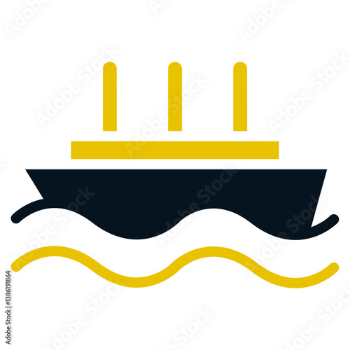 Cargo Ship, Black and Yellow Design Cargo Ship, Cargo Ship Line Icon