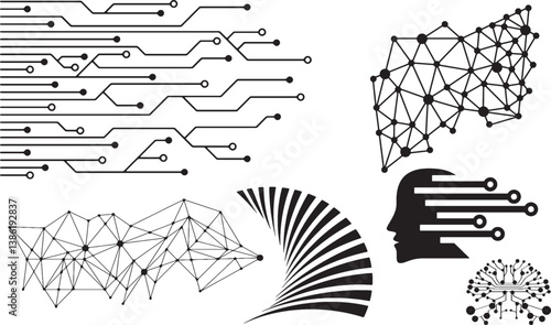 Neural Network, Circuit Lines, Abstract Tech, Digital Brain, Data Flow, Tech Head, AI Connections, Neural Pathways, Tech Grid, Network Visualization, Machine Learning, Futuristic Brain, Electronic Cir