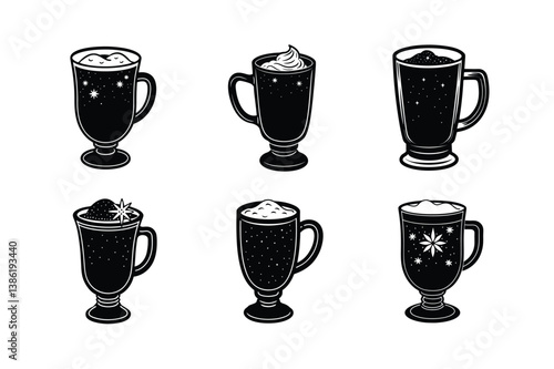 eggnog glass mug vector art silhouette