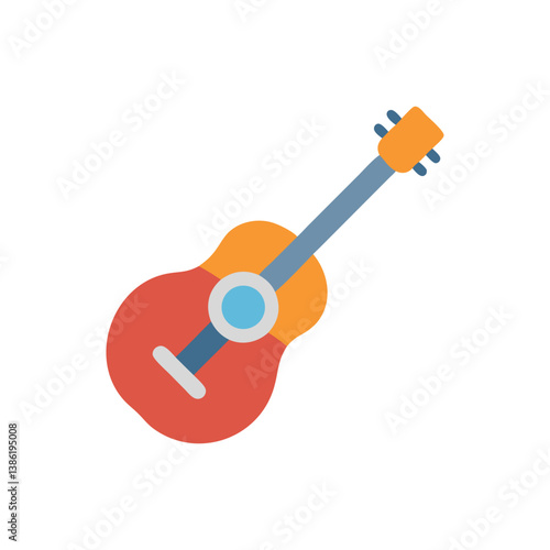 Colorful Acoustic Guitar Illustration: Musical Instrument for Education
