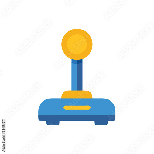 Retro Blue and Yellow Video Game Joystick Illustration