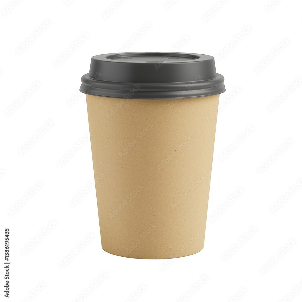 Paper Coffee Cup with Dark Gray Lid. Paper Coffee Cup with Dark Gray Lid.