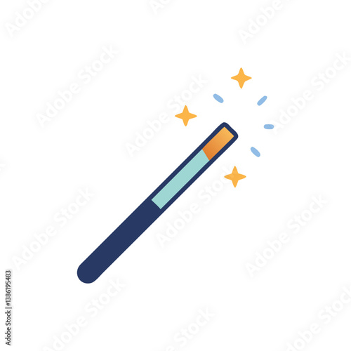 Magical Wand with Stars and Sparkles Icon Illustration