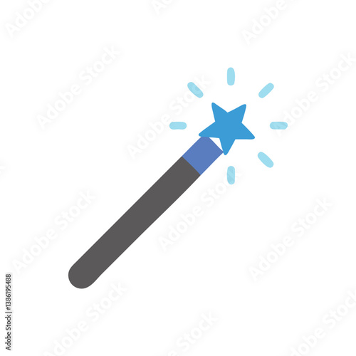 Whimsical Magic Wand Illustration with Star and Sparkles