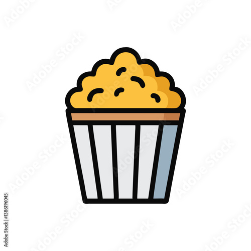 Popcorn bucket icon, movie snack, food and entertainment