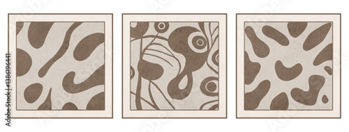 Set of 3 Abstract background in vintage style. Stylized old with grain. For use in graphics, for printing on wall decorations.