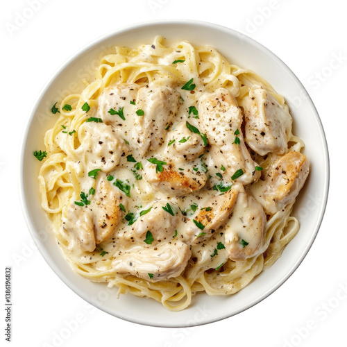 Alfredo Chicken Pasta Isolated on transparent background