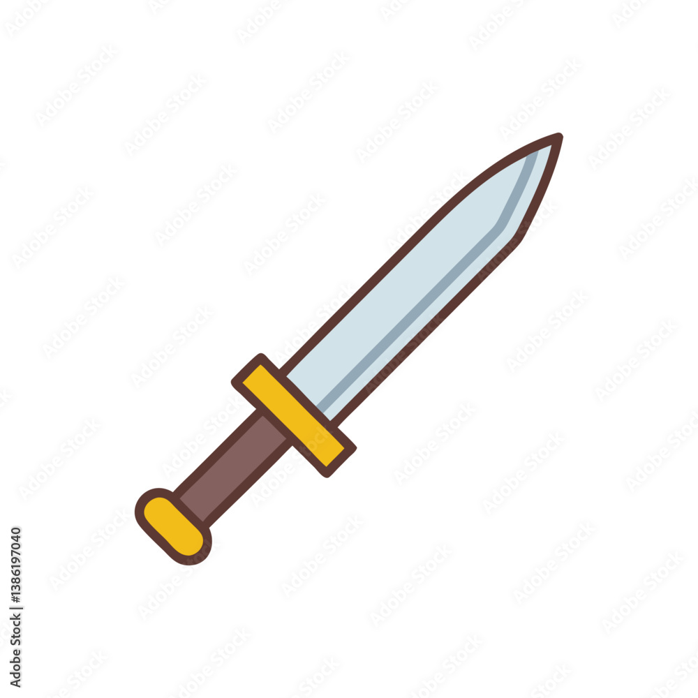 Fototapeta premium Cute cartoon sword, medieval weapon, illustration vector art