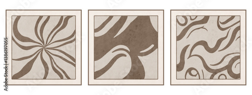 Set of 3 Abstract background in vintage style. Stylized old with grain. For use in graphics, for printing on wall decorations.