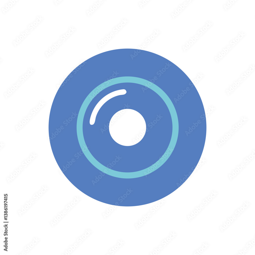 Blue Record Icon with Circular and Central Void Blue Record Icon with Circular and Central Void