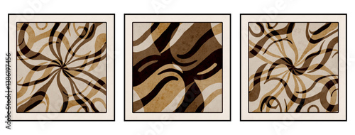 Set of 3 Abstract background in vintage style. Stylized old with grain. For use in graphics, for printing on wall decorations.