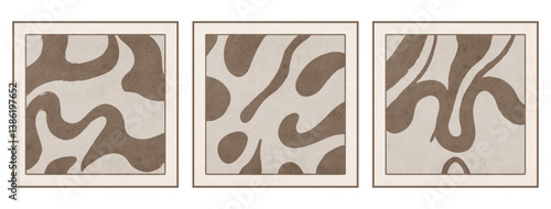 Set of 3 Abstract background in vintage style. Stylized old with grain. For use in graphics, for printing on wall decorations.