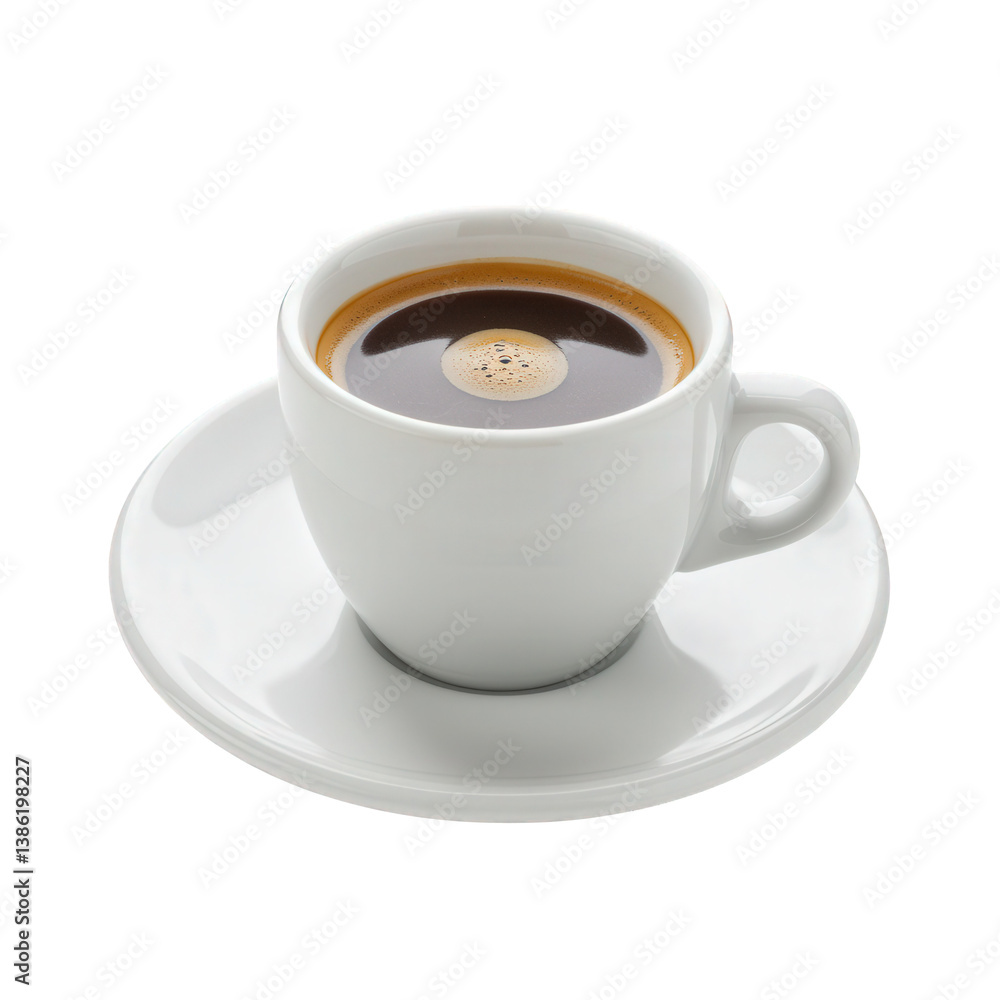 Aromatic coffee with crema in a white cup. Aromatic coffee with crema in a white cup.