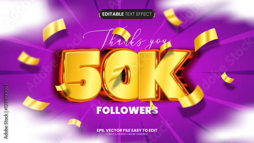 Thank you 50k followers 3d editable text effect