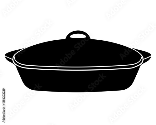 A casserole dish silhouette on white background.