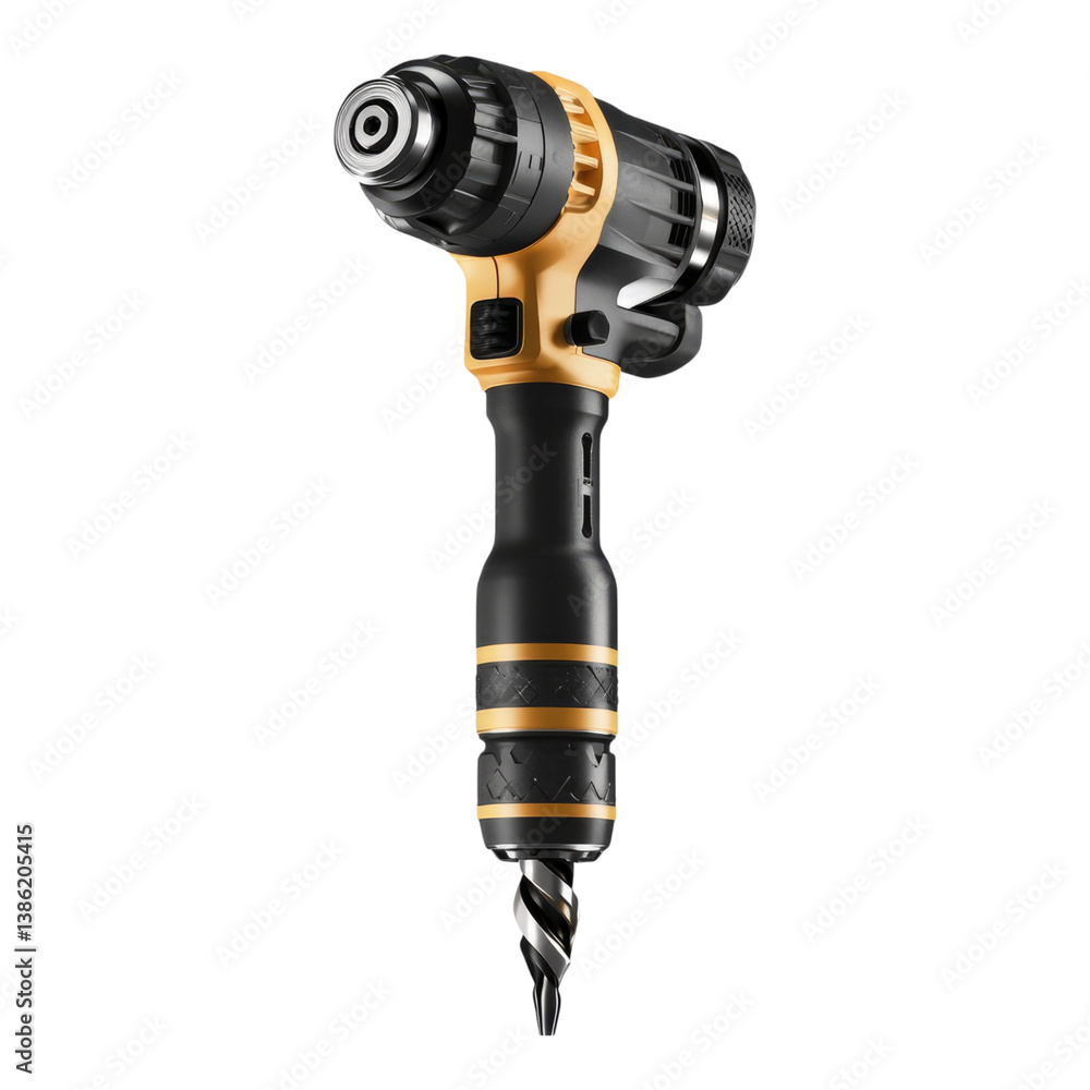 Black and yellow power tool with a drill bit. PNG, Transparent Black and yellow power tool with a drill bit. PNG, Transparent