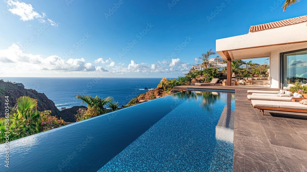 Fototapeta premium Luxury Villa with Infinity Pool and Ocean View