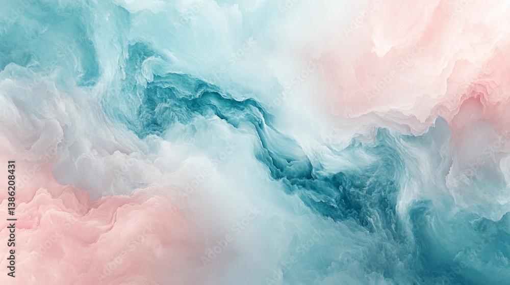 Obraz premium Translucent fluid artwork evokes a sense of dreamy ethereal watercolor swirls