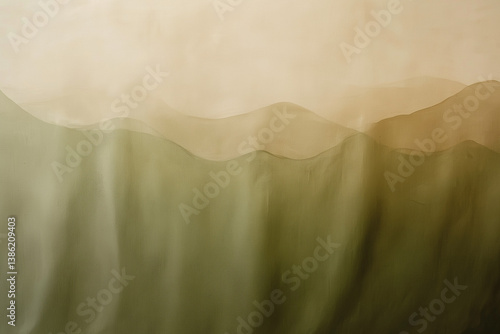 Olive Beige Watercolor Landscape – Soft Gradient Hills Texture
