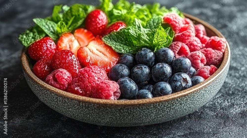 Fresh summer berries in bowl. Fresh summer berries in bowl.