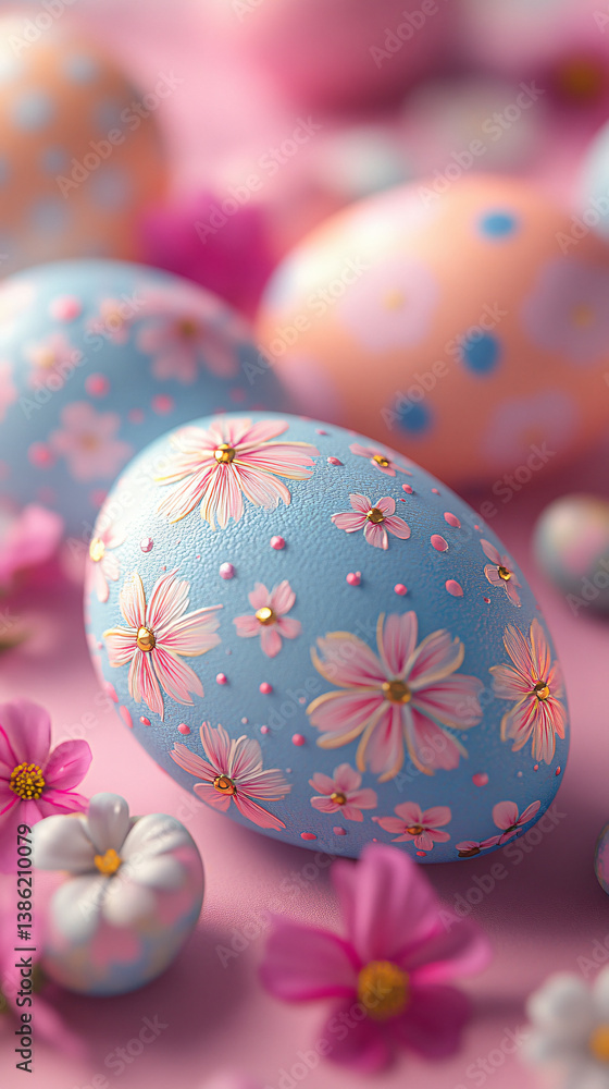 Obraz premium Art pastel flower painting easter eggs