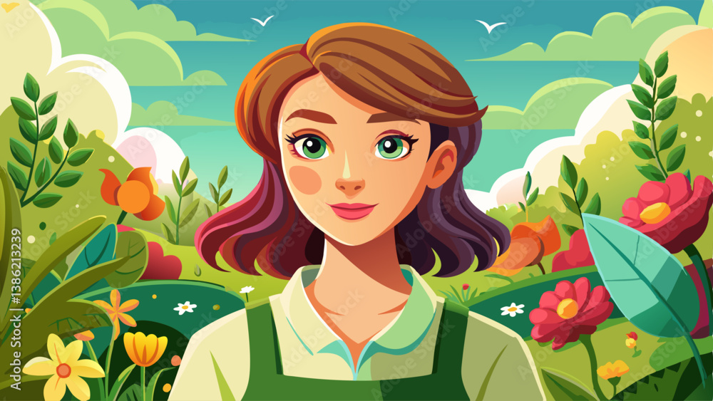 Portrait of a beautiful young European woman gardener on sunny day Portrait of a beautiful young European woman gardener on sunny day