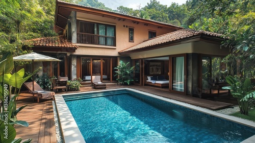 Wallpaper Mural Luxury Villa with Private Pool and Lush Greenery Torontodigital.ca