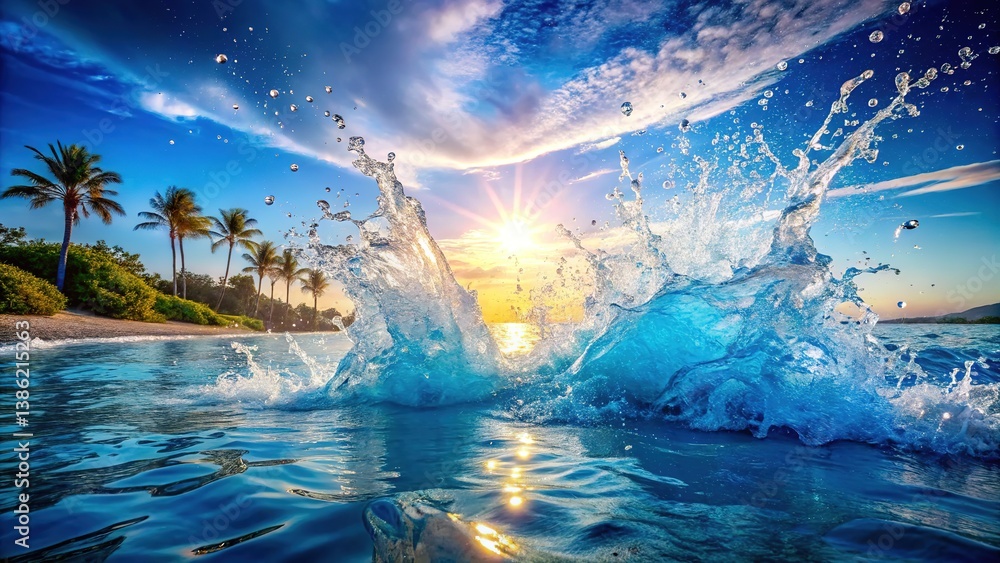 Fototapeta premium Jumping into Water Splashing Summer Fun