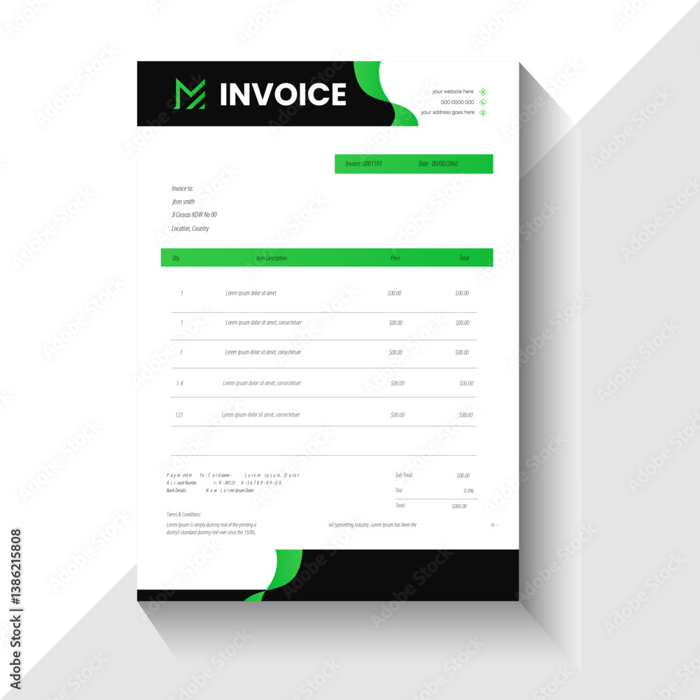 Modern & Clean Invoice Layout template design Modern & Clean Invoice Layout template design