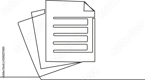 One continuous line vector drawing of a folder. Outline documents background icon. Saving securities vector icon. Vector illustration, document paper, File Verification.