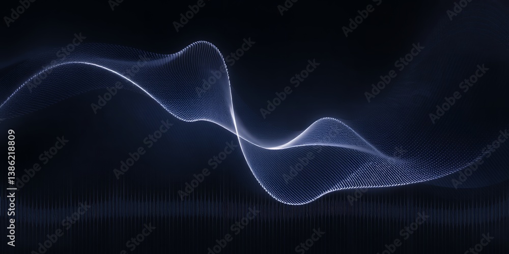 Fototapeta premium Abstract Dark Blue Wave Digital Art Elegant Flowing Design Background Navy Curve Lines Light Space
