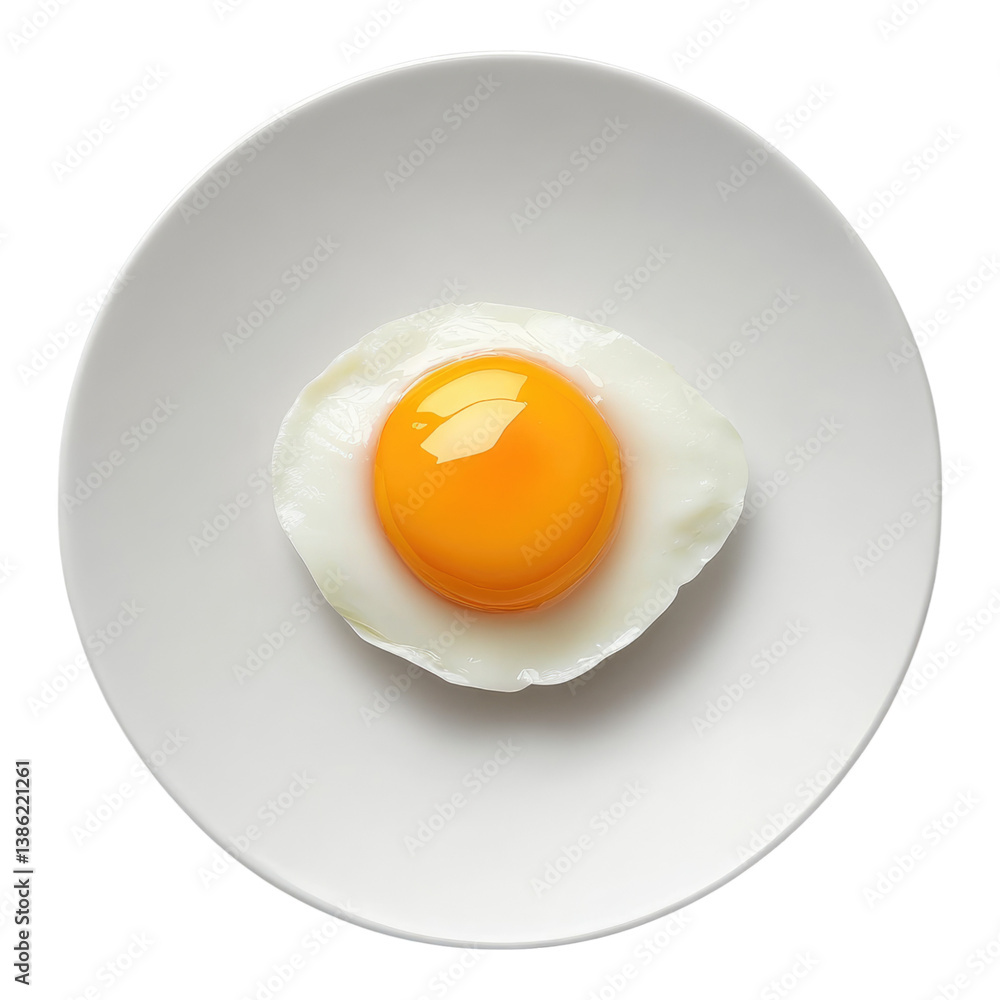 Fried egg is sitting on a white plate. PNG, Transparent Fried egg is sitting on a white plate. PNG, Transparent