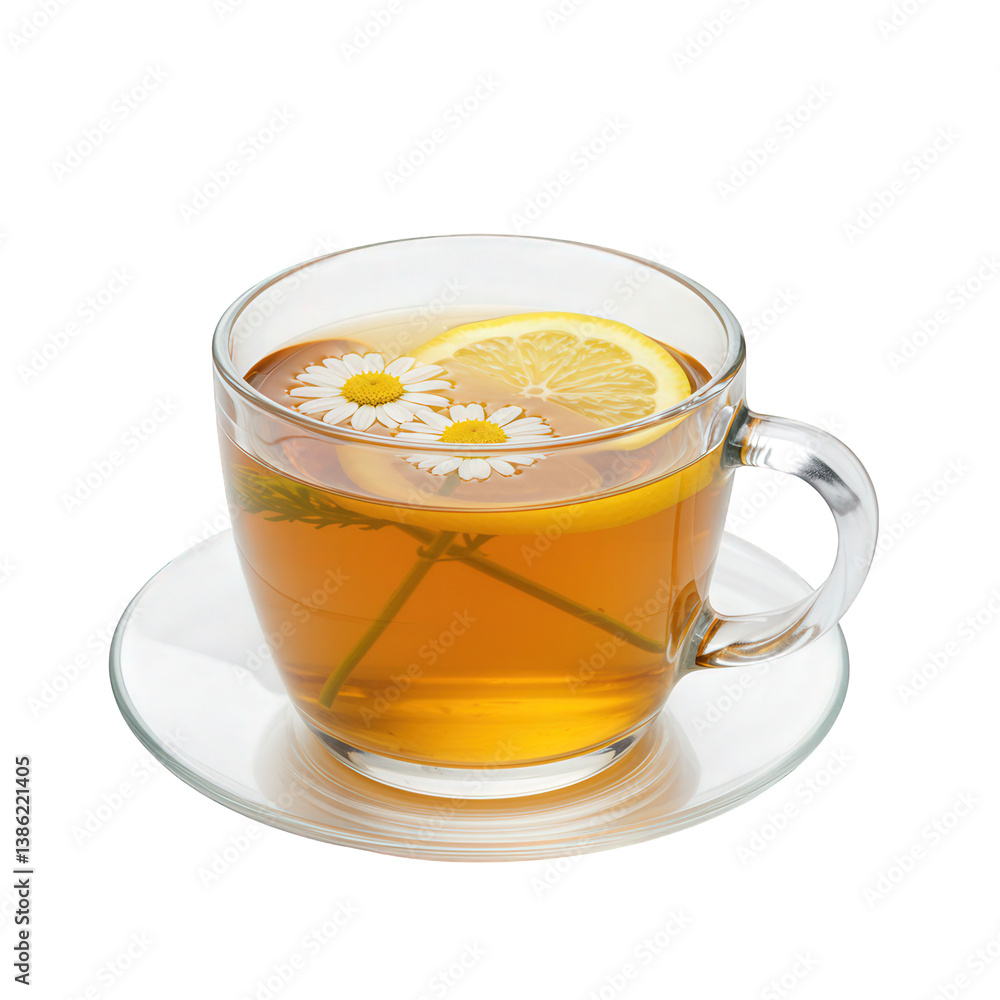 Soothing Chamomile Tea with Lemon and Daisies. Soothing Chamomile Tea with Lemon and Daisies.