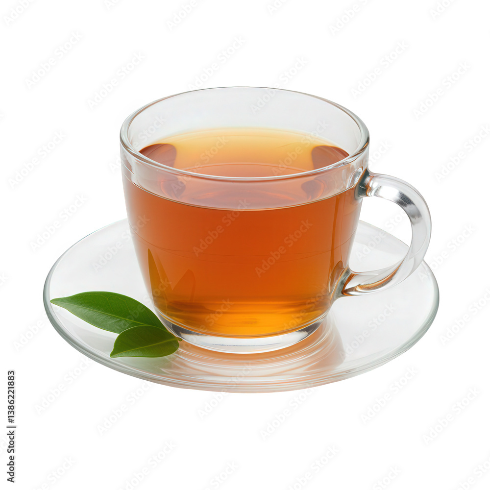 Freshly Brewed Tea in a Glass Cup with Tea Leaves. Freshly Brewed Tea in a Glass Cup with Tea Leaves.