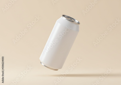 Stock photo of white aluminum can mockup for soda or beer beverage drink