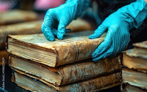 Carefully handling antique books