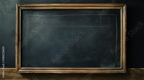 An old chalkboard with wooden frame and chalked white lines