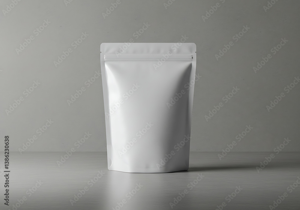 White stand up pouch mockup blank packaging for product presentation White stand up pouch mockup blank packaging for product presentation