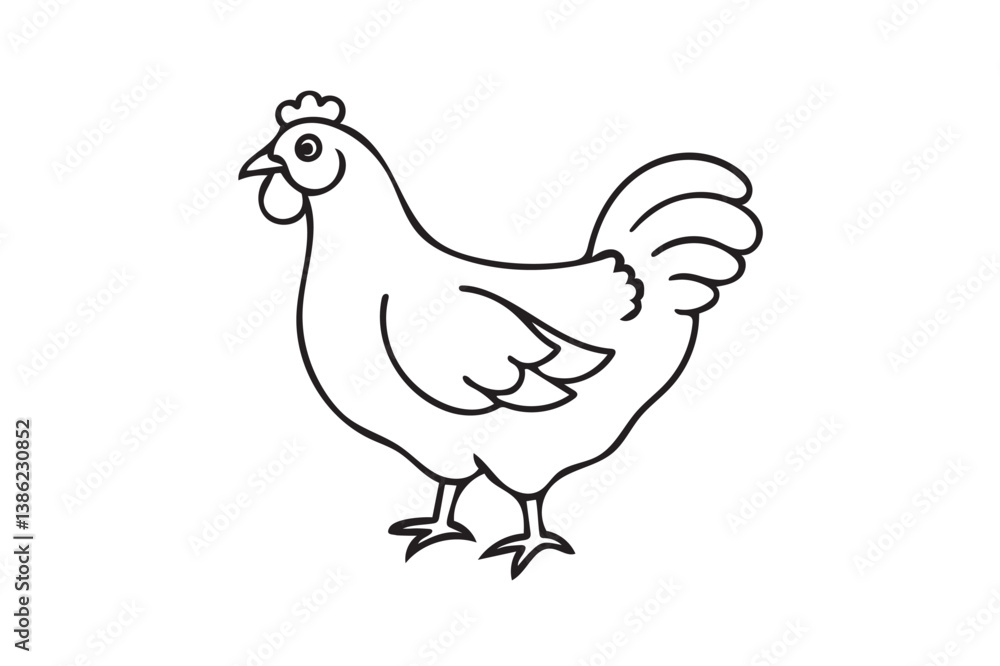 Fototapeta premium Chicken illustration silhouette on white background. (1)