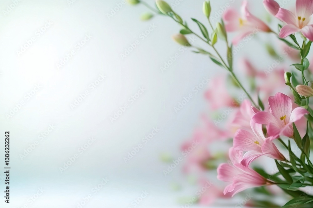Delicate Pink Lily Flowers Blooming with Soft Light Background Delicate Pink Lily Flowers Blooming with Soft Light Background