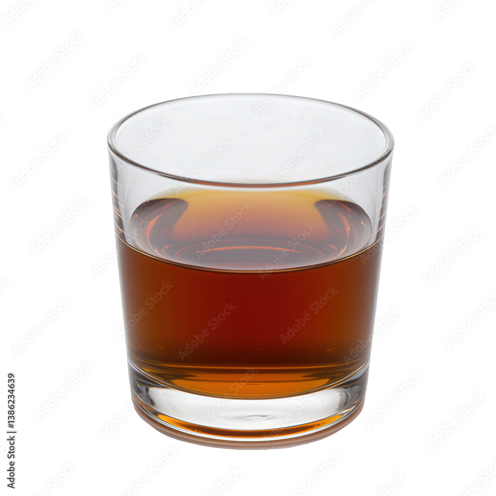 Glass of Amber Liquid, Whiskey or Bourbon. Glass of Amber Liquid, Whiskey or Bourbon.