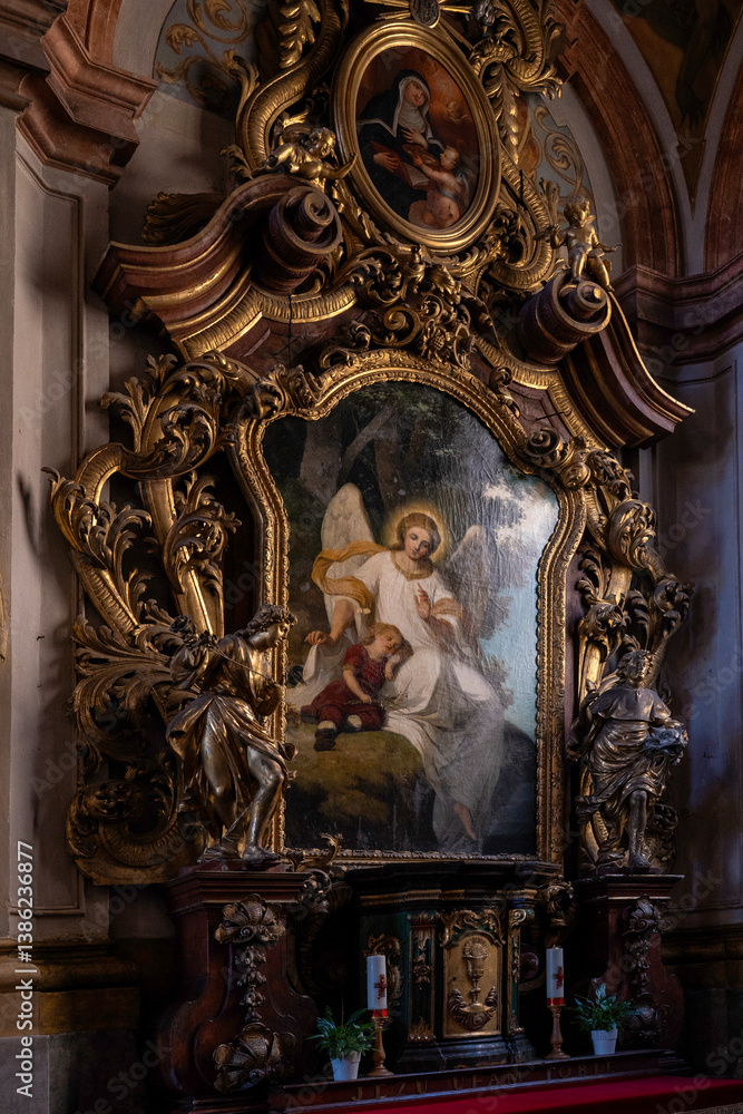 Fototapeta premium Interior and architectural details of the University Church in Wrocław, Poland.