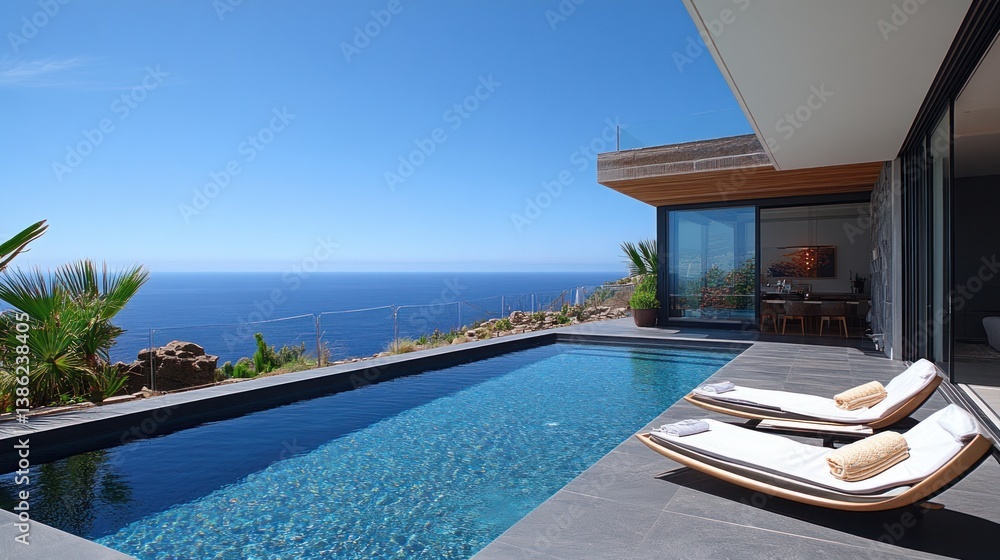 Fototapeta premium Luxury Villa with Infinity Pool Overlooking the Ocean