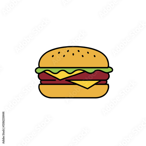 Obraz na płótnie Colorful cheeseburger illustration against a white background w salonie
