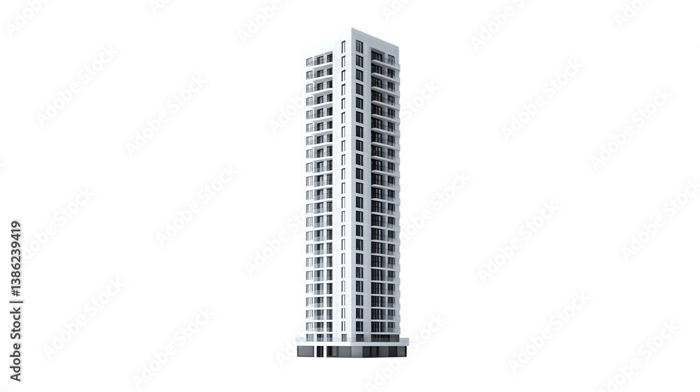 Modern HighRise Building with Sleek Design and Balconies Ideal for Urban Architecture Real E Modern HighRise Building with Sleek Design and Balconies Ideal for Urban Architecture Real E