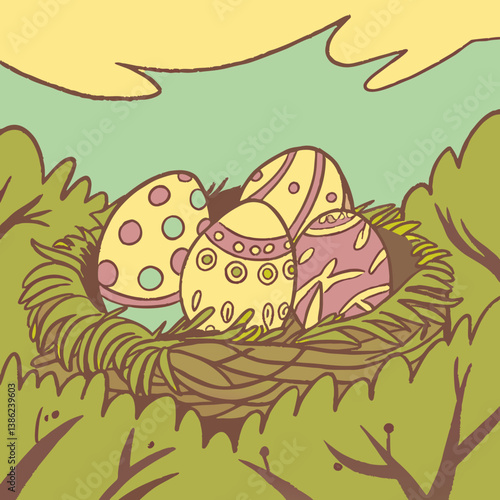 Three adorable fauna Easter eggs at the fertilized stage, capturing the essence of new life and springtime.
