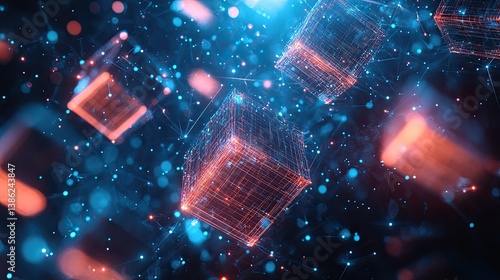 Obraz na płótnie 3D Visualization of Futuristic Data Streams --ar 16:9 --style raw w salonie