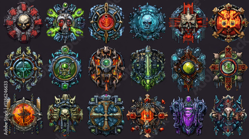 Decoration icons for games. Vector illustration.