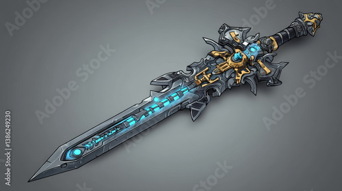 Cartoon game sword. Vector illustration.