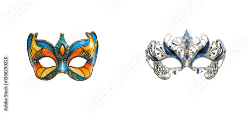 Wallpaper Mural Colorful butterfly and elegant blue masquerade masks. Set png cut out Torontodigital.ca